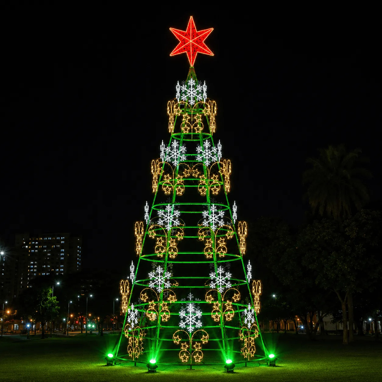 Árvore de Natal iluminada em LED para instalação em empresas e condomínios