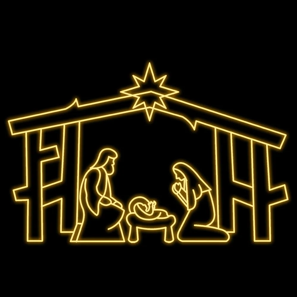 Presépio neon iluminado em LED dourado