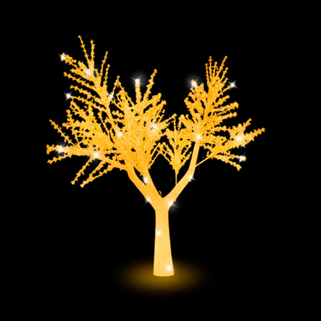 Árvore cerejeira iluminada em LED dourado